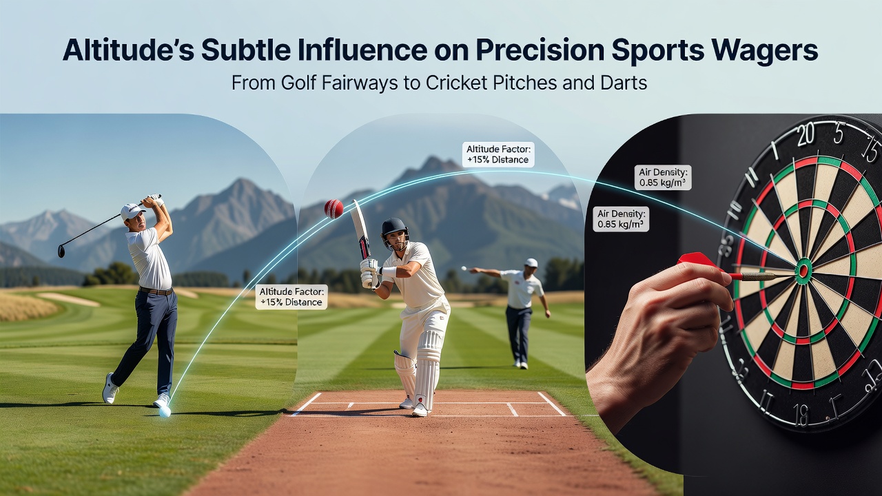 Cricket pitch at altitude with visible ball trajectory under thinner atmosphere