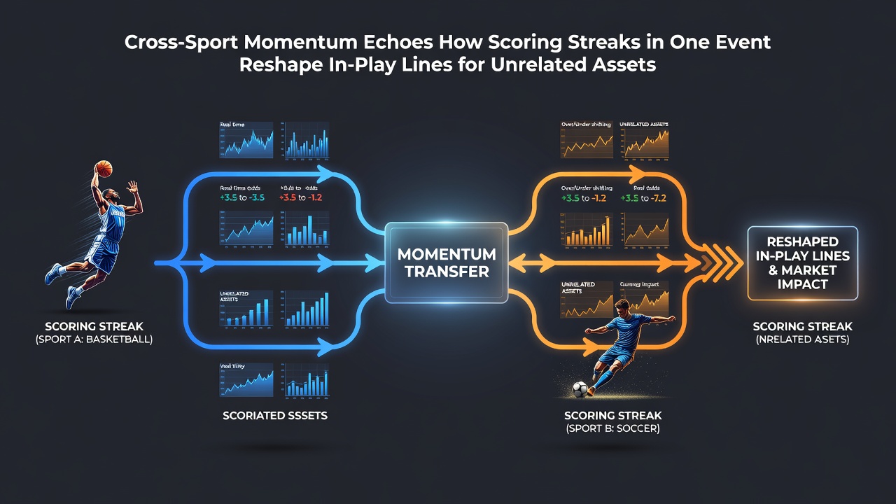 Illustration showing interconnected betting markets and streak-driven line movements across unrelated sports