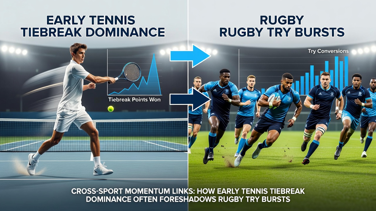Split screen showing rugby try celebration and snooker century break in progress