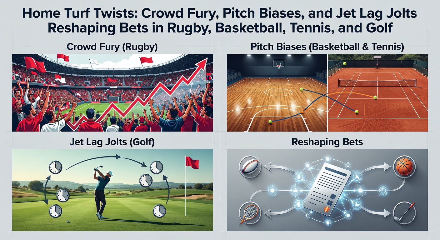 Rugby players clashing on a home pitch amid roaring fans, highlighting crowd influence on match dynamics