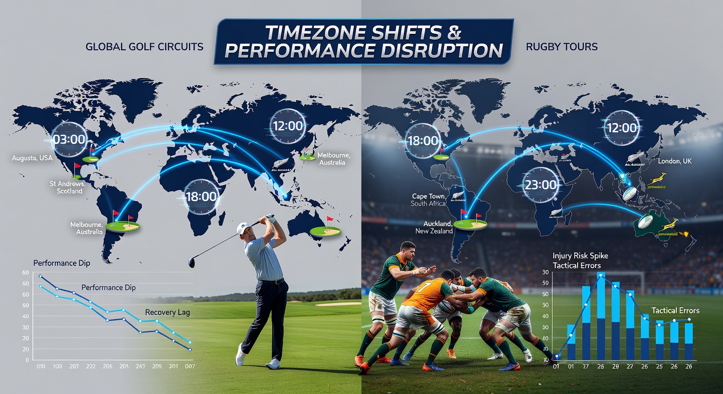 Rugby team training session after long-haul travel across time zones
