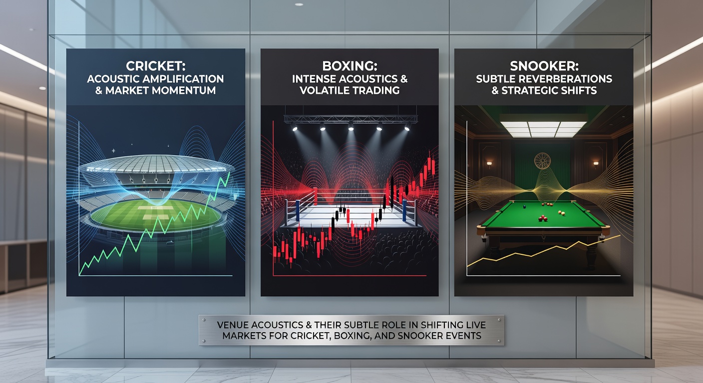 Close-up of a snooker arena with tiered seating and acoustic panels illustrating how sound travels across the table